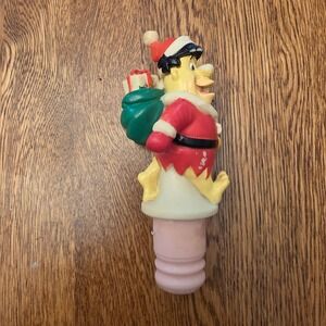 Vintage Fred Flintstone Santa Claus Christmas Figure Bottle Stopper 5.5"
